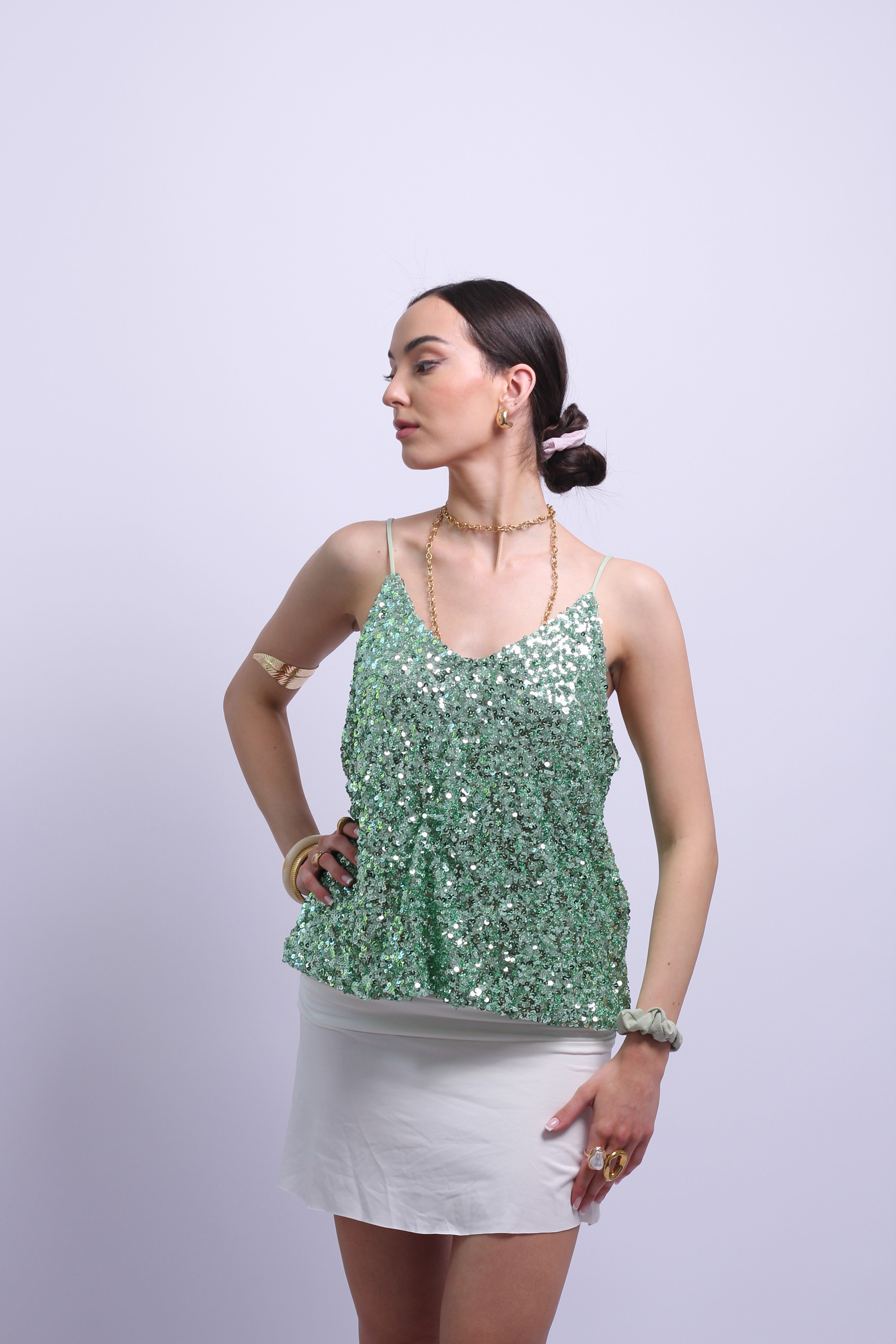 Mint sequin top