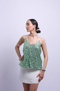 Mint sequin top